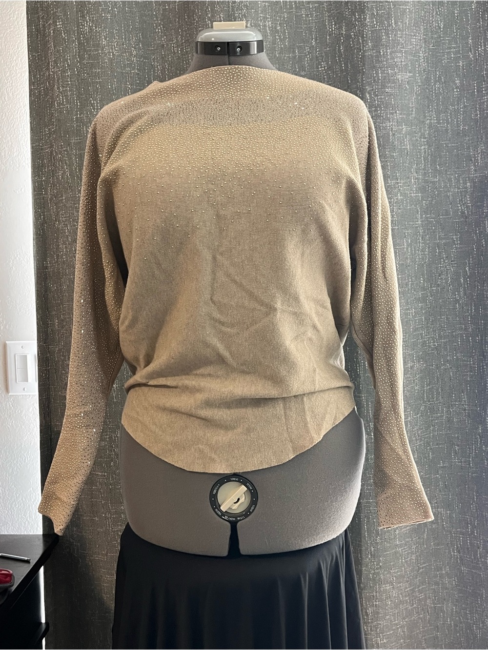 Beige Long Sleeve Top with Subtle Sparkle
